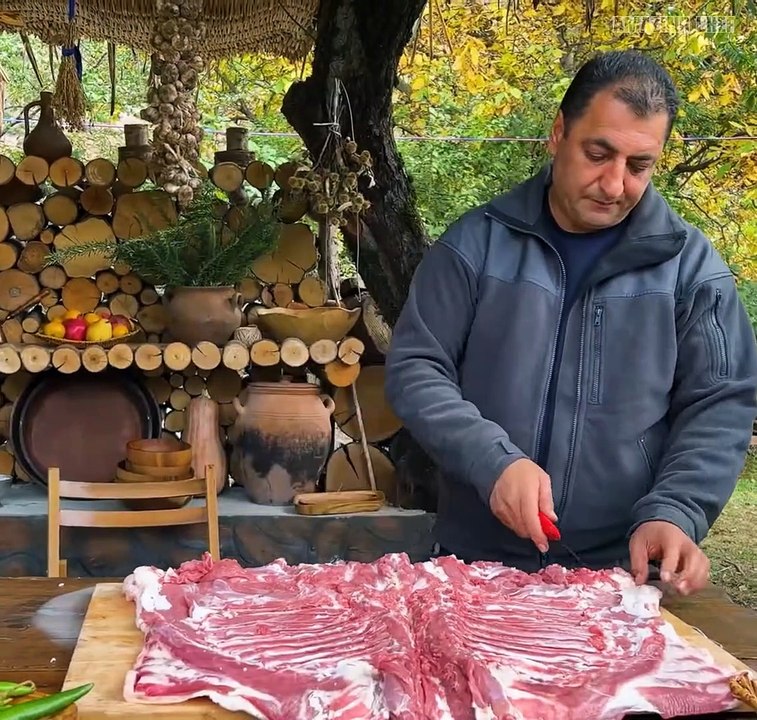 Amazing Chef - Cooked tasty lamb meat roll in tandoor recipe