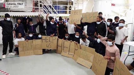 Watch: Italians protest at Geo Barents ship at centre of port standoff