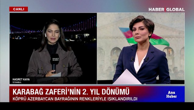 15 Temmuz Şehitler Köprüsü Azerbaycan bayrağı renkleriyle ışıklandırıldı