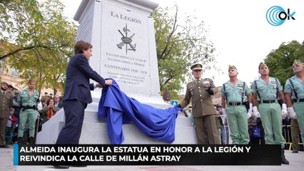 Almeida inaugura la estatua en honor a la Legión y reivindica la calle de Millán Astray