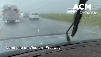 Land slip on Western Freeway