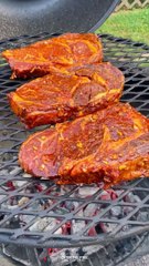 Bourbon Marinated Ribeyes with a Blue Cheese and Mushroom Cream Sauce! 