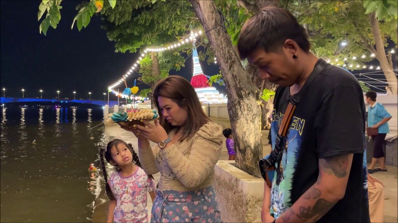 Loy Krathong festival Thai festival of lights at Koh Kret Island Amazing Thailand