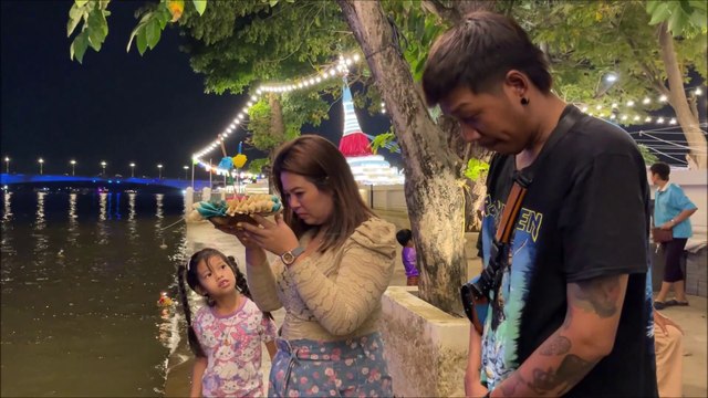 Loy Krathong festival Thai festival of lights at Koh Kret Island Amazing Thailand