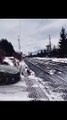 The seconds moment a train hits the car