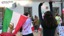 تصاویر اعتراض نمادین در پایتخت لهستان در همبستگی با معترضان داخل ایران
