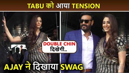Tabu Gets Worried About Her Photo Angle, Ajay Devgn Looks Stunning  Drishyam 2 Promotion