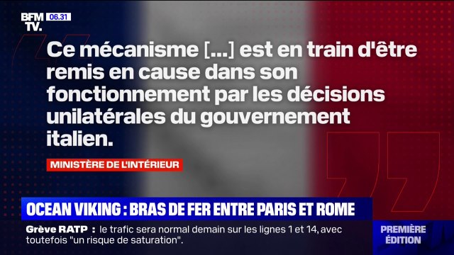 Ocean Viking: le gouvernement français dénonce le comportement des autorités italiennes vis-à-vis du navire humanitaire, où se trouvent 234 migrants