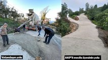 Mahalle yoluna dökülmesi gereken beton asfalt AKP Meclis üyesinin evinin yolunda kullanıldı
