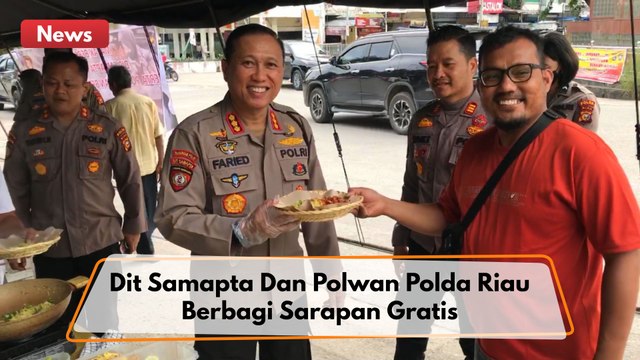 Dit Samapta Dan Polwan Polda Riau Berbagi Sarapan Gratis Di RTH Pekanbaru