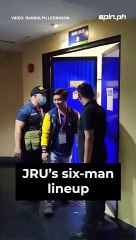 JRU's six-man lineup enters the court for its game vs San Sebastian on Friday 