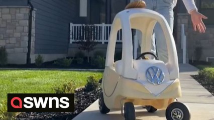 Mum remodels a Little Tikes car she bought on Facebook Marketplace into amazing VW van for her daughter