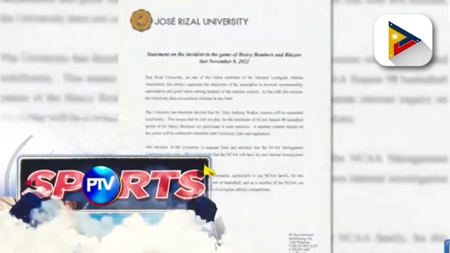 Amores, pinatawan din ng JRU ng indefinite suspension