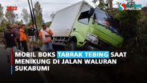 Mobil Boks Tabrak Tebing saat Menikung di Jalan Waluran Sukabumi