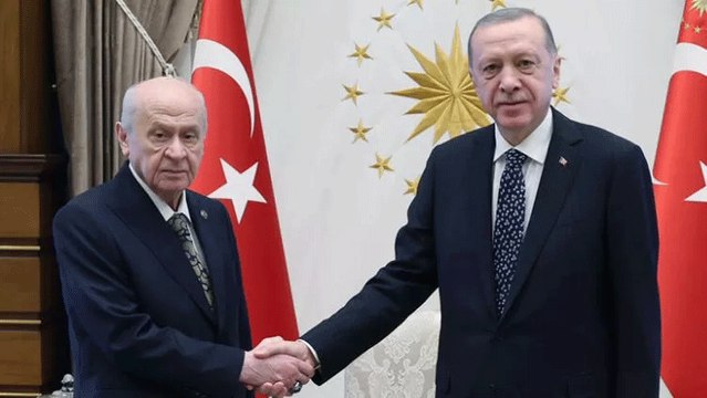 Cumhurbaşkanı Erdoğan, MHP lideri Bahçeliyi Cumhurbaşkanlığı Külliyesinde kabul etti