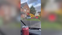 'Drunk' digger driver goes on rampage and smashes JCB into house