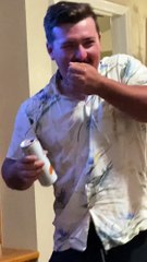 Guy Tries to Take a Drink While Wearing Shock Collar