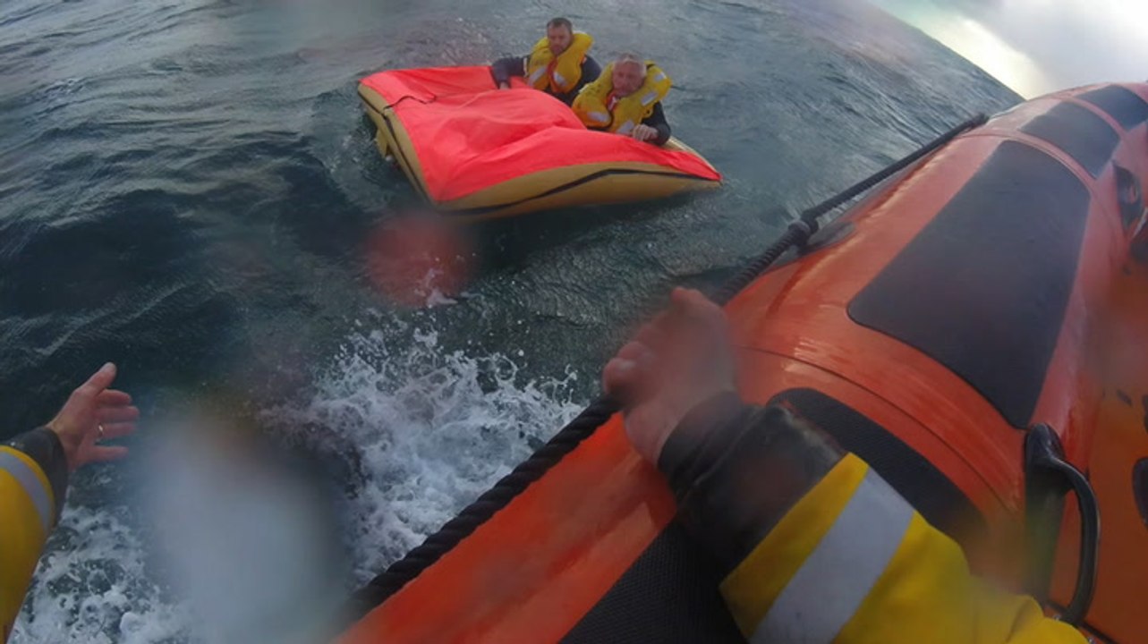 RNLI releases new rescue footage of pilots forced to ditch plane eight miles out to sea