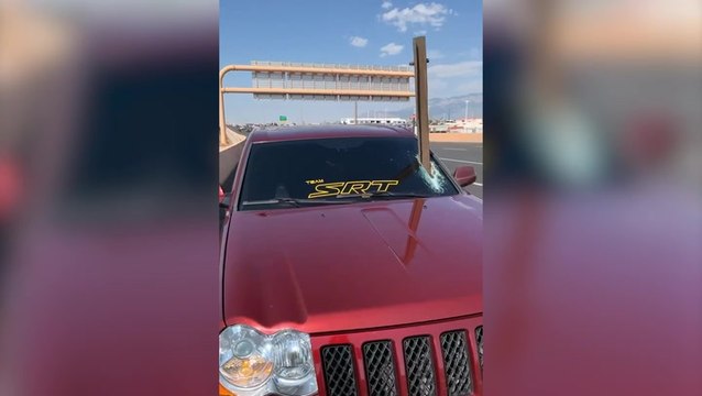 Driver narrowly escapes death after 4ft metal beam smashes through car windscreen