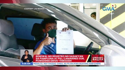 Renewal ng rehistro ng sasakyan sa Pamplona at Pili, Camarines Sur, puwedeng drive-through | UB