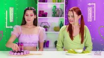 PURPLE VS GREEN MYSTERY ITEM CHALLENGE Eating only 1 Color Food for 24 HOURS by 123 GO! CHALLENGE