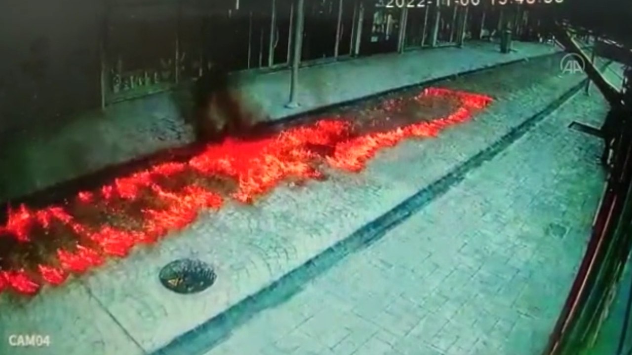 Tekirdağ'da kaldırım böyle alev aldı