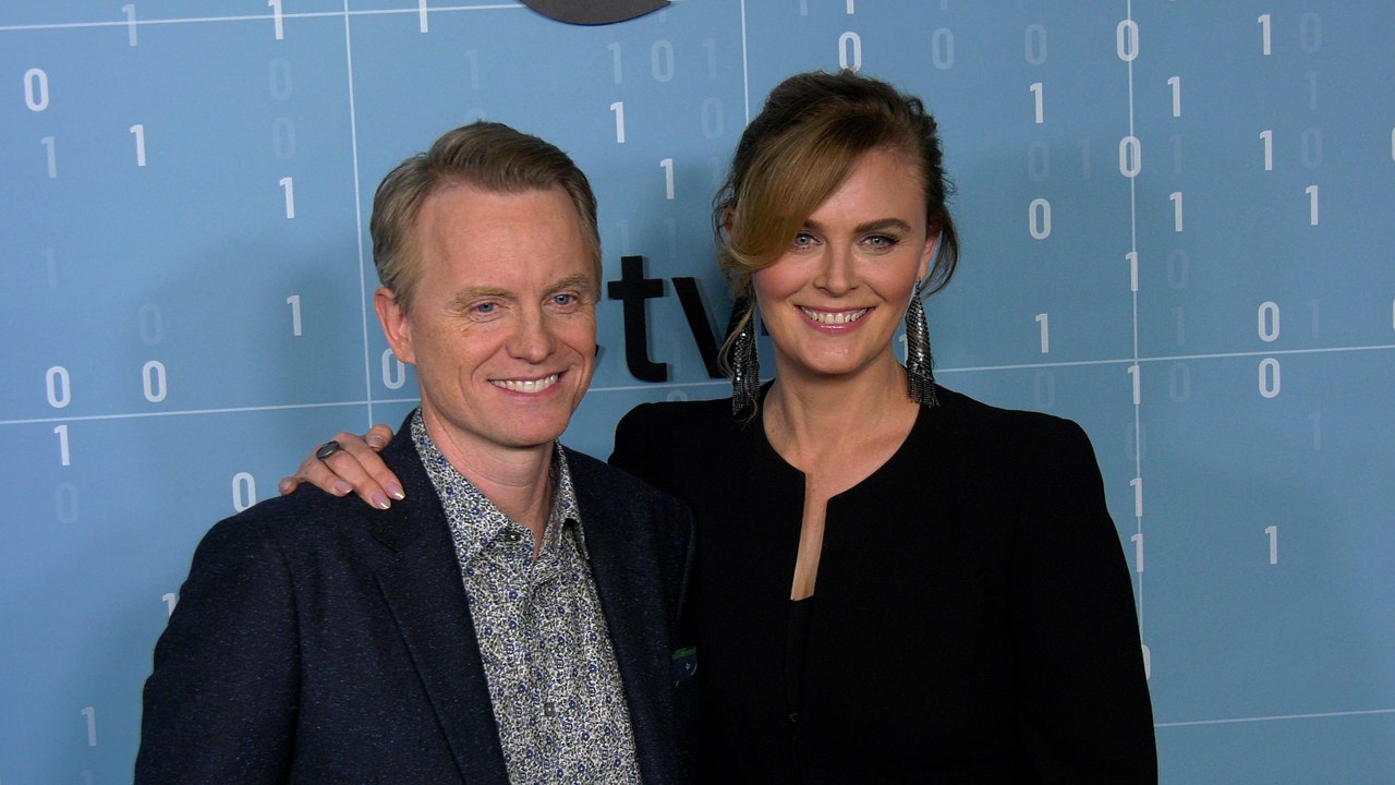 David Hornsby and Emily Deschanel attend Apple TV+'s "Mythic Quest" season 3 premiere in Los Angeles