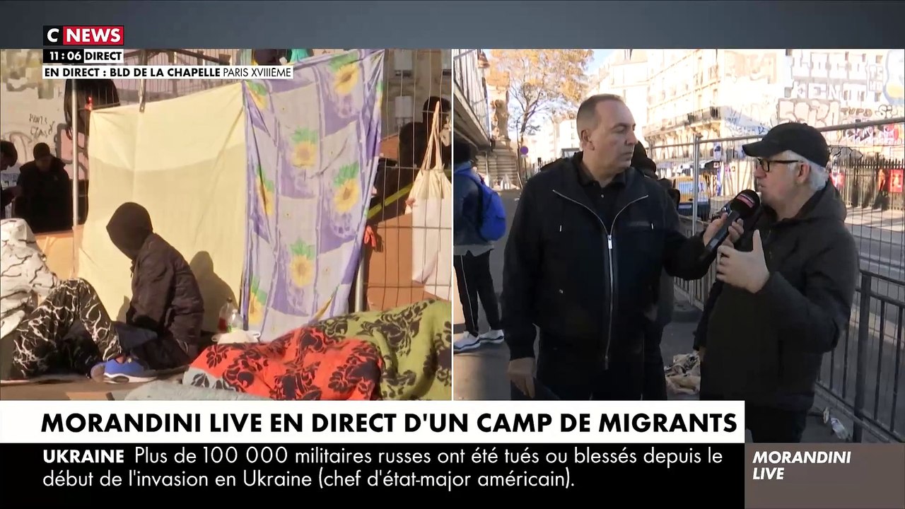 Revoir en intégralité l'édition spéciale de "Morandini Live" en direct ce matin sur CNews depuis un camp de migrants boulevard de la Chapelle à Paris - VIDEO