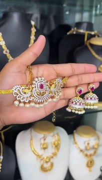 Beautiful Choker Necklace With Jhumkas - Necklace Designs - South Indian Style Jewelry