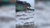 Storm Nicole: Building submerged by water after collapsing on Florida beach