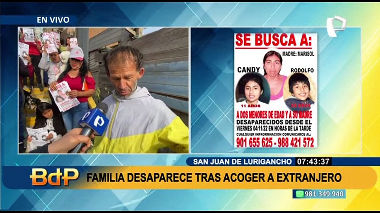 SJL: Madre y sus dos menores hijos desaparecen tras alojar en su casa a extranjero