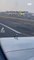 Un pigeon se pose sur l'aile d'un avion en pleine décollage