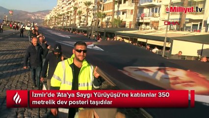'Ata'ya Saygı Yürüyüşü'nde 350 metrelik poster taşıdılar