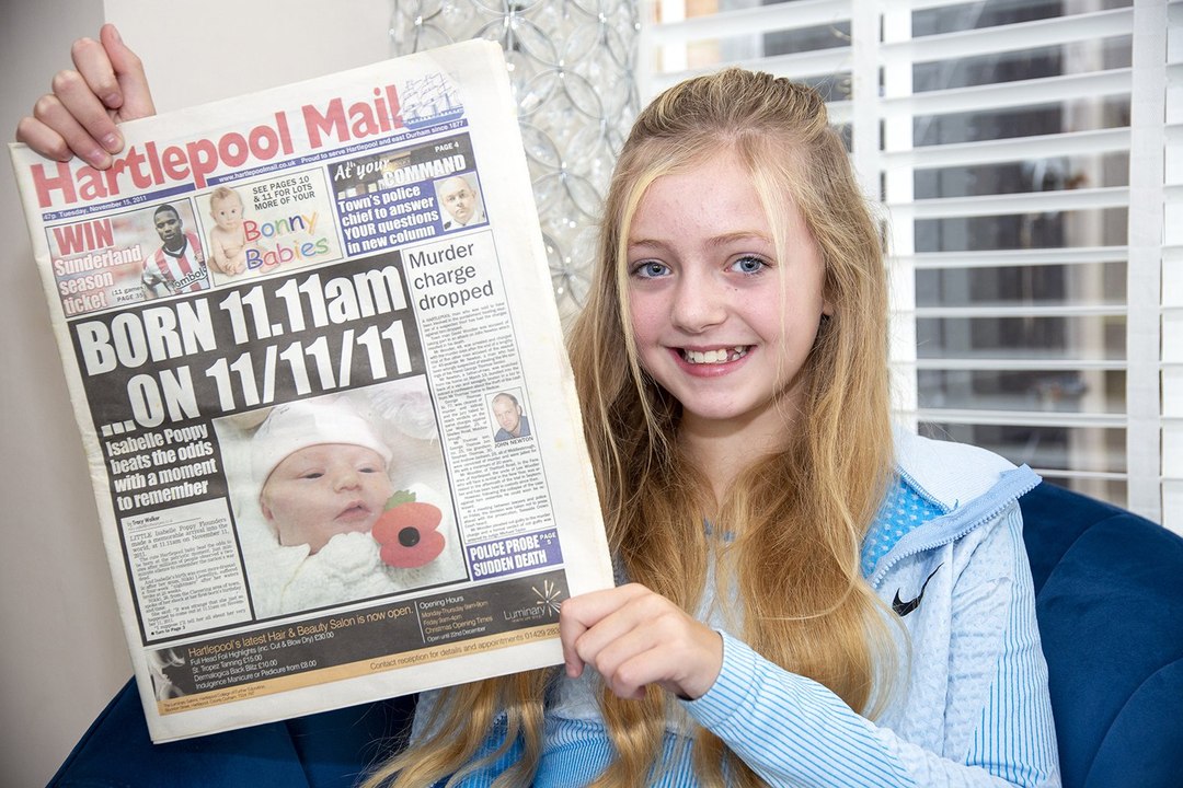 Hartlepool youngster born at 11.11am on November 11, 2011 celebrates 11th birthday