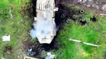 Ukrainian drone destroys crew of Russian tank
