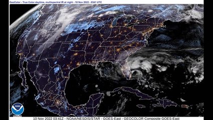 Hurricane Nicole makes landfall in Florida in time-lapse from space