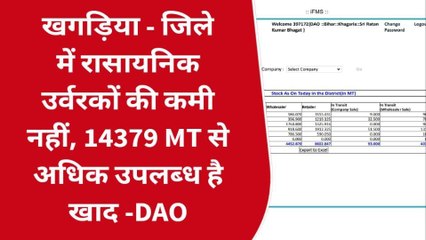 खगड़िया: जिले में रासायनिक उर्वरकों की कमी नहीं, 14379 MT से अधिक खाद उपलब्ध - DAO