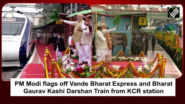 PM Modi flags off Vande Bharat Express and Bharat Gaurav Kashi Darshan Train from KCR station