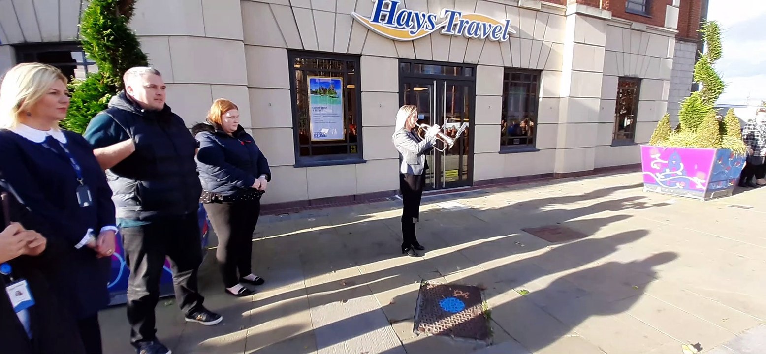 Hays Travel staff mark Armistice Day silence in Keel Square
