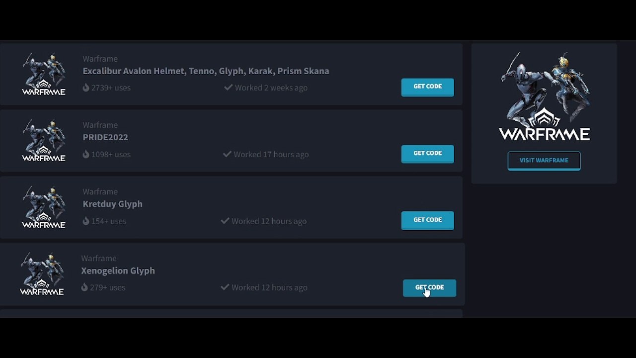 warframe all new promo codes use to get free items