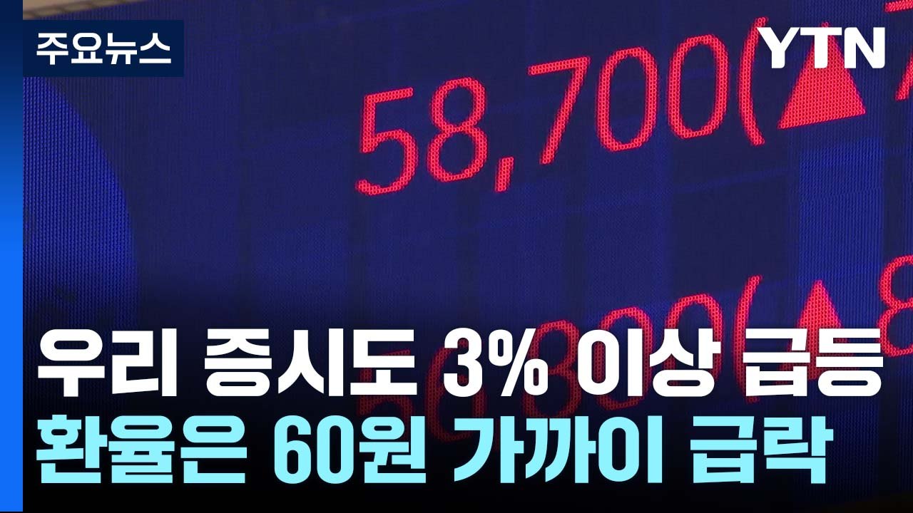 美 증시 폭등에 코스피 3% 이상 급등...환율 60원 급락 / YTN
