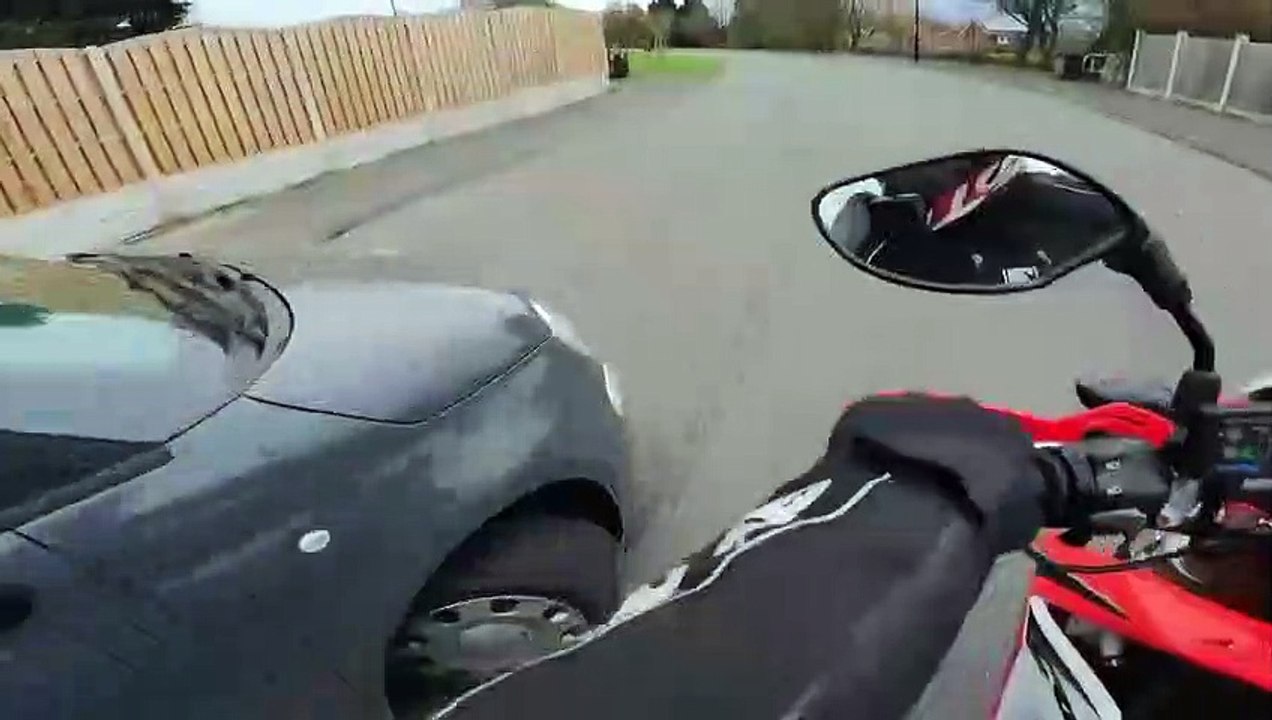 Police are hunting two men in a grey Fiat 500 who knocked a man off his motorcycle in Sheffield