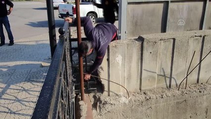 Köprü korkuluğunda mahsur kalan yavru kedi kurtarıldı