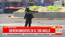 Unión Juvenil Cruceñista llegó a la zona del Chiriguano para hacer frente a grupos afines al 'MAS' que protagonizan violento enfrentamiento. La Policía hace uso de gases lacrimógenos para dispersar a las personas.