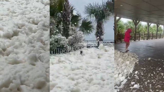 Sea foam covered beaches ahead of Nicole