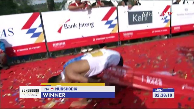 Detik-detik Nurshodiq Sampai Garis Finish dan Jadi Juara Elite Race Pria di Borobudur Marathon 2022!