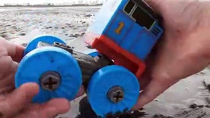 thomas and friends fire cart toys are exploring the muddy area