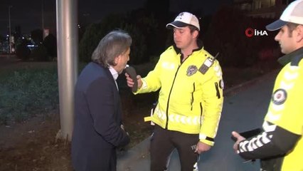 Denetime alkollü yakalandı, kendisini görüntüleyen gazetecinin mikrofonunu almaya çalıştı