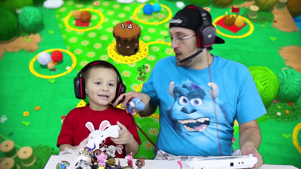 Dad & Chase play YOSHI'S WOOLY WORLD #3- No Pokemon Animals can Cross! (More FGTEEV Amiibo Action!)