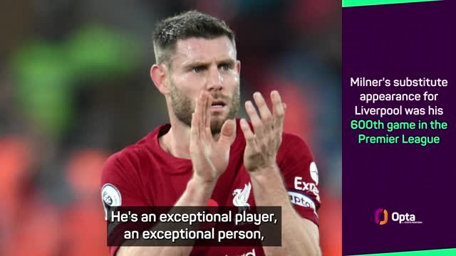 Klopp pays tribute to 'exceptional' Milner for 600-game milestone
